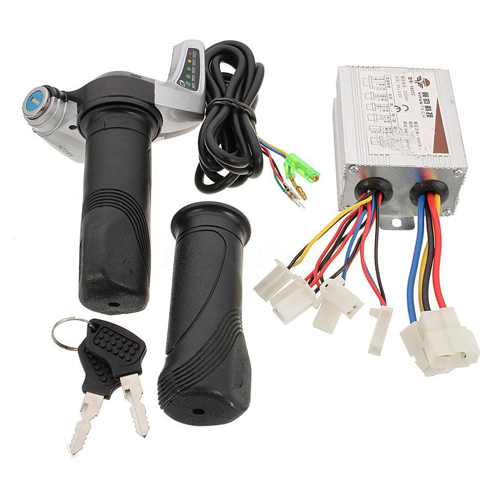 Controlador de cepillo de velocidad del Motor de 24V 500W CC con agarre de torsión del acelerador para bicicleta patinete controlador cepillado de Motor eléctrico