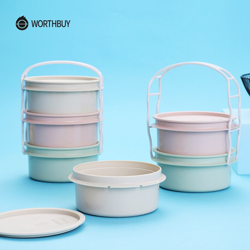 WORTHBUY Portable Microwave Lunch Box Japanese Plastic Bento Lunch Box For Kids School Bento Box Food Storage Container Box