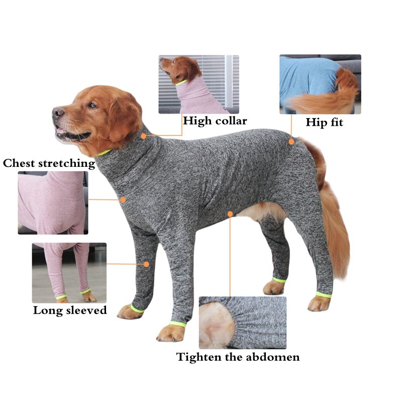 Mono de cobertura completa para perros grandes, traje de recuperación para perros después de la cirugía, mono anticaída, pijamas de aplamado para mascotas, monos para perros medianos y grandes