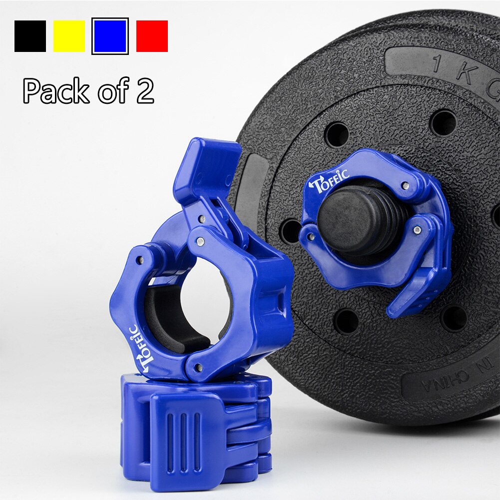 1 par de mancuernas Spinlock, Collar, abrazadera de bloqueo, Clips de mancuerna, barra de levantamiento de pesas, mancuerna de gimnasio, Fitness, construcción corporal: Blue / 28mm