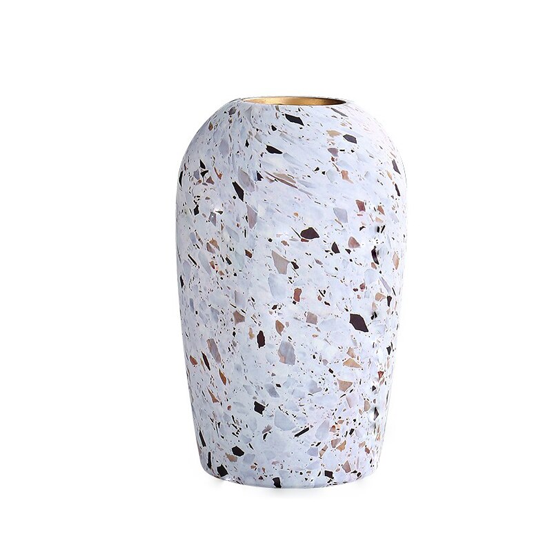 Nordisk keramisk blomsterarrangement vase terrazzo urtepotte moderne kunsthåndværk grønne planter potte hjemme havearbejde dekoration: 15.5 x 25cm
