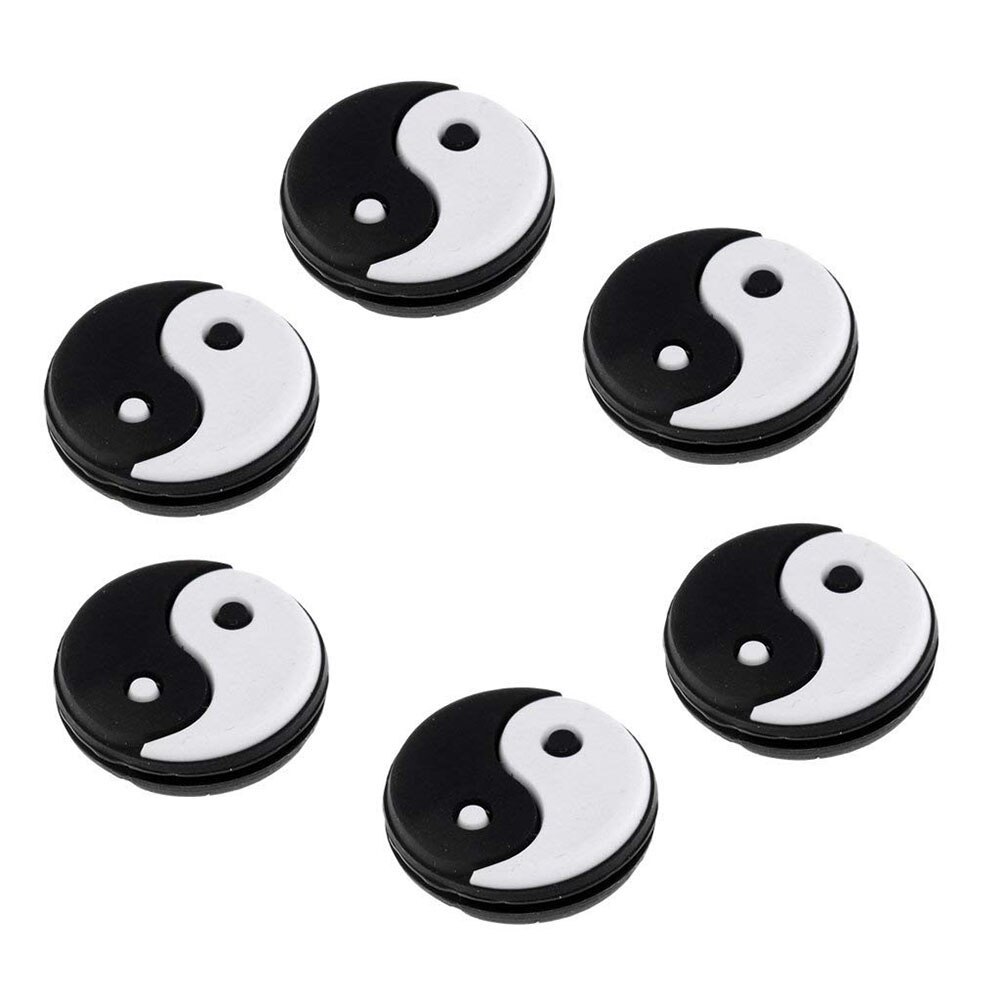 6 Pieces Silicone Yin Yang Tennis Racquet Vibration Dampener Shock Absorber