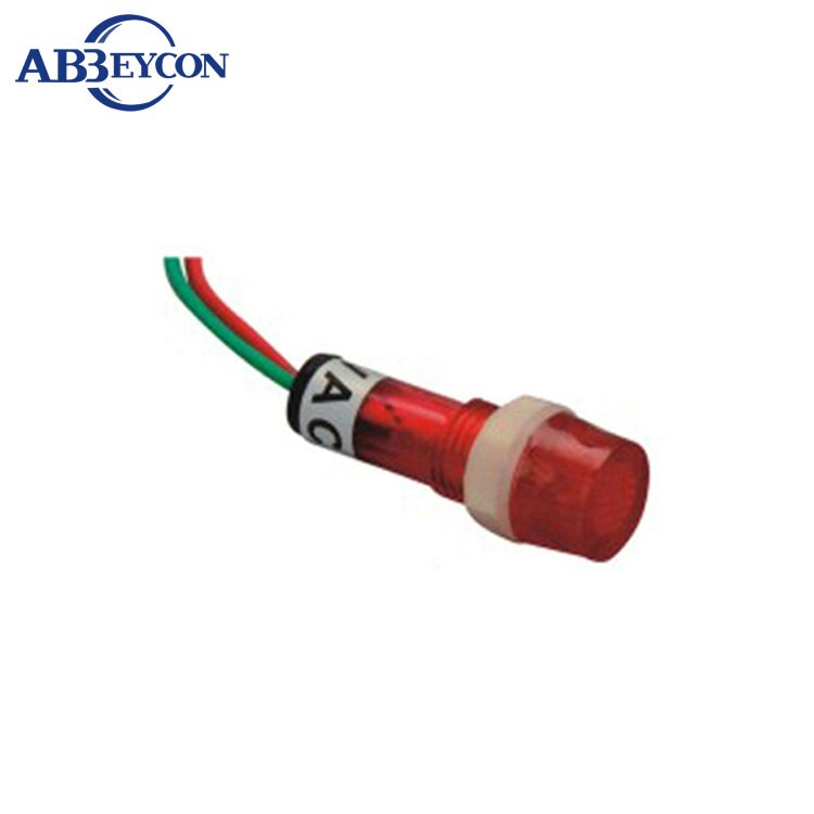 Rode knop metalen ring 10mm Dia indicator licht 6 v 12 v 24 v 28 v 220 volt indicator verlichting AC 220 v Elektrische Fiets Plastic Draad