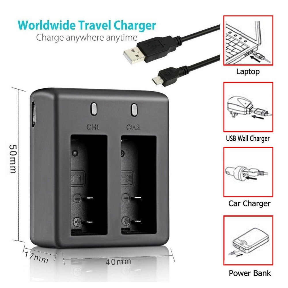 EKEN 2pcs/set 3.7V PG 1050mAh Battery for EKEN SJCAM Action Camera h9r h8r h6s h5s H3r C30 F68 SJ4000 with Dual Battery Charger