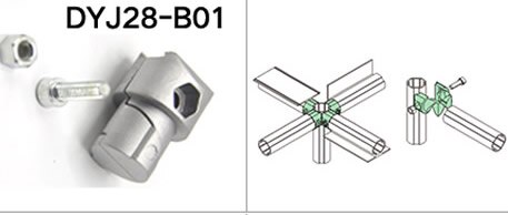 Aluminum alloy lean tube bar Functional accessories,Fixed joint connectors,Workbench, assembly linegeneral frame: DYJ28-B01
