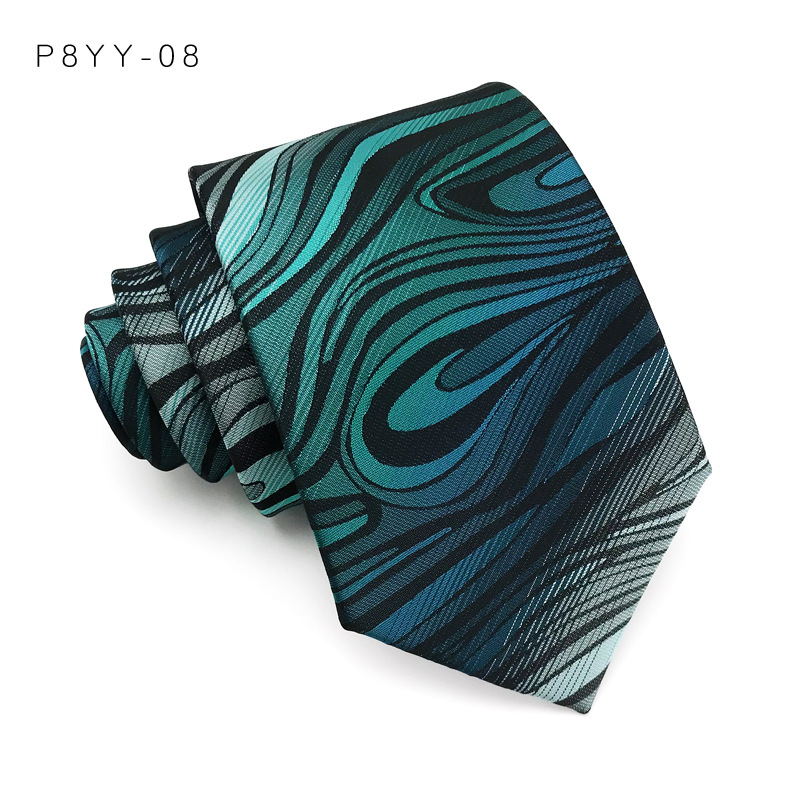 Corbata de lujo de 8CM para hombre, corbatas a cuadros a rayas de Color verde para hombre, corbata tejida Jacquard, accesorios formales para de negocios: Azul