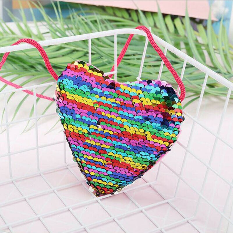 Accesorios para bebé, monedero de corazón para mujer y niña, Bolso pequeño de lentejuelas, bolso de mano de , accesorios para niños,