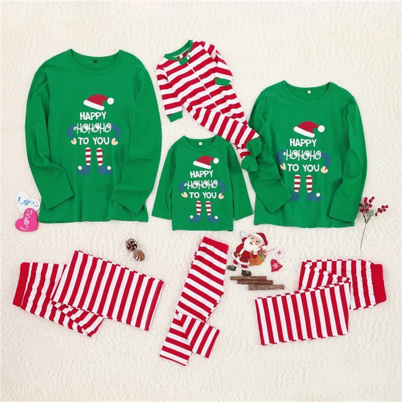 Familie matchende juletøj pyjamas sæt voksne børn baby nattøj nattøj jule julemand print pjs sæt outfit: 6t