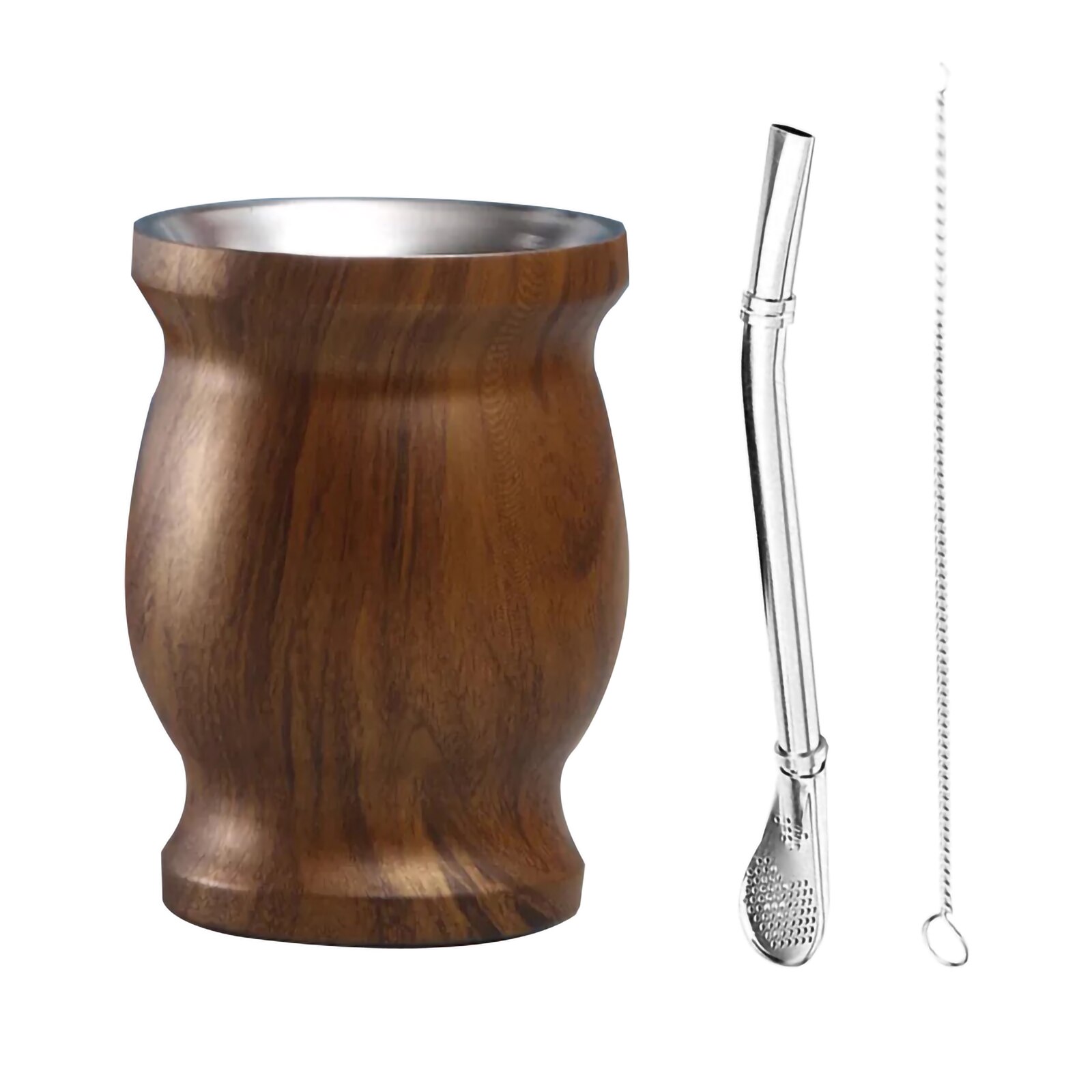 Unisex Yerba Mate Teacup, 8oz Solid Color Stainless Steel Insulation Cup with Straw Brush for Household Office: H