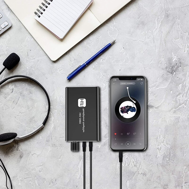 Hoofdtelefoonversterker, draagbare 3.5mm -headsetversterker, compatibel met telefoons, , mp3/4 en computers