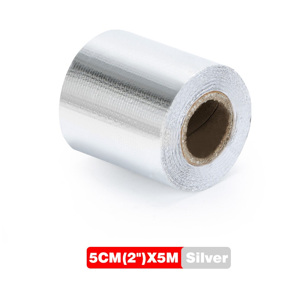 Fire-retardant Fiberglass Belt Automobile Motorcycle Refit Thermal Insulation Band Exhaust Heat Wrap Roll Heat Shield Tap: 5cm 5Meter Silver