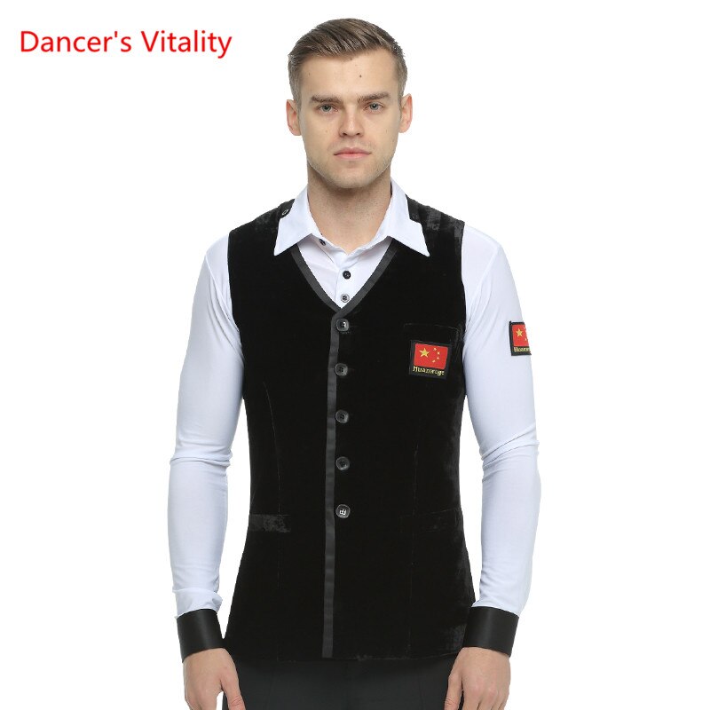 Adulte homme vêtements de danse de salon gilets valse/Tango/salle de bal/Latin haut de danse pour homme Performance de scène/vêtements de compétition