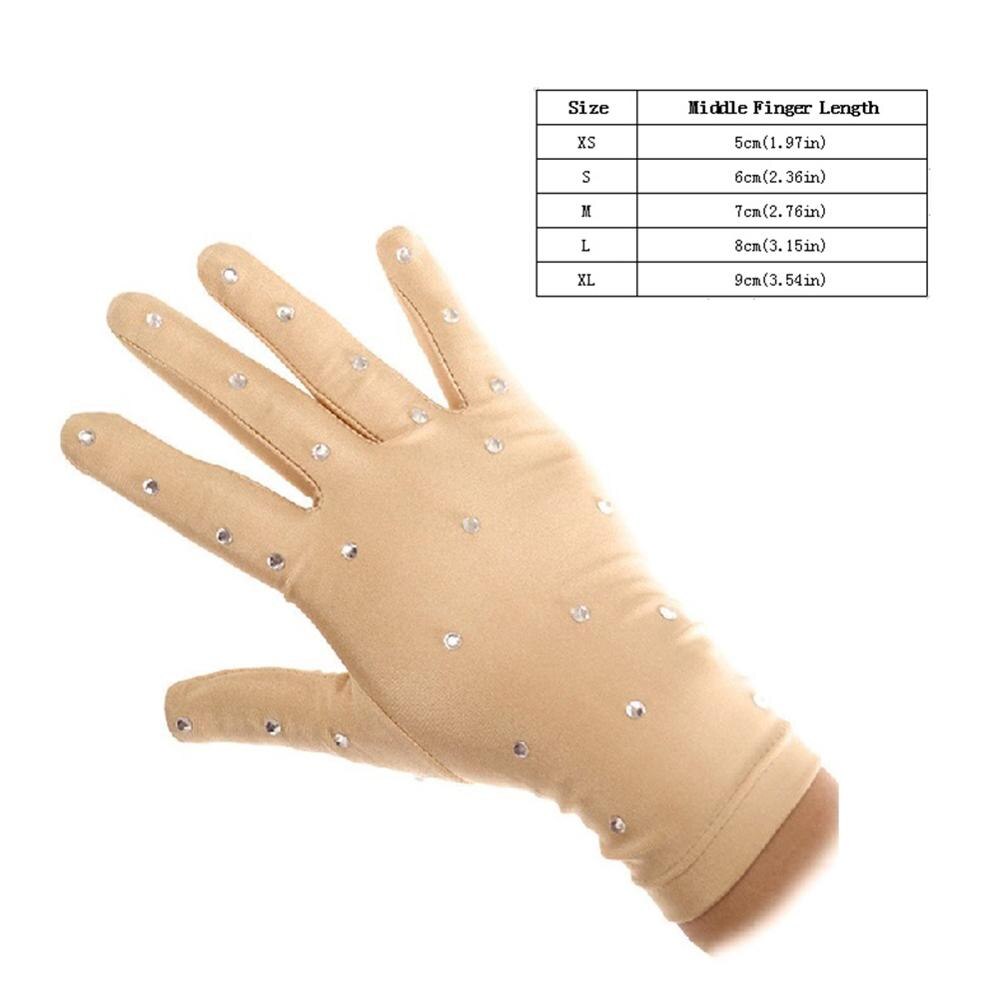 1Pair Performance Skating Glove For Competition Show Women Figure Ice Skating Gloves with Rhinestones