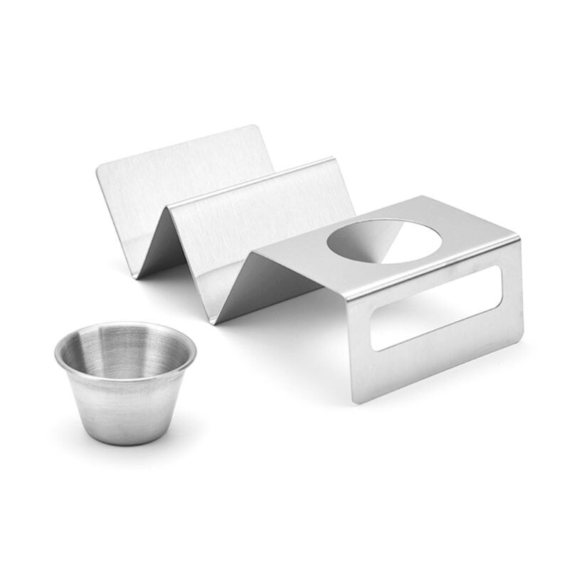 Soporte para tacos de acero inoxidable con mango de fácil acceso, parrilla para horno y lavavajillas, borde liso seguro