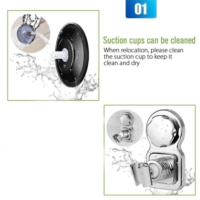 Ventosa al vacío soporte de cabezal de ducha soporte de pared Clip de ducha reutilizable ajustable con disco adhesivo para Baño