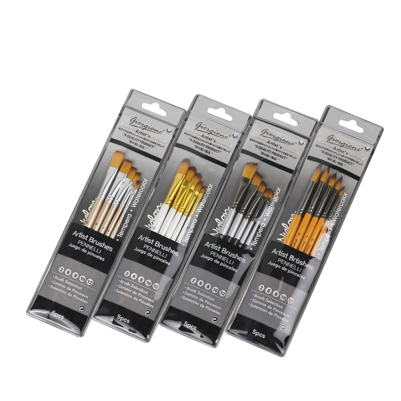 Acuarela pintura gouache cepillo de nylon de pelo 5 palos arte juego de bolígrafos para pintar estudiante de arte material de pintura material