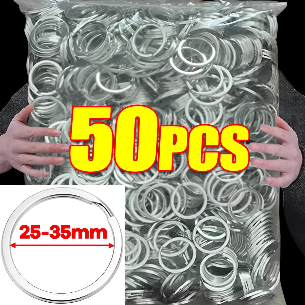 10-50pcs Stainless Steel Key Rings 25/35mm Round Flat Line Split Rings Keyring for Jewelry Making Polished Keychain DIY Findings