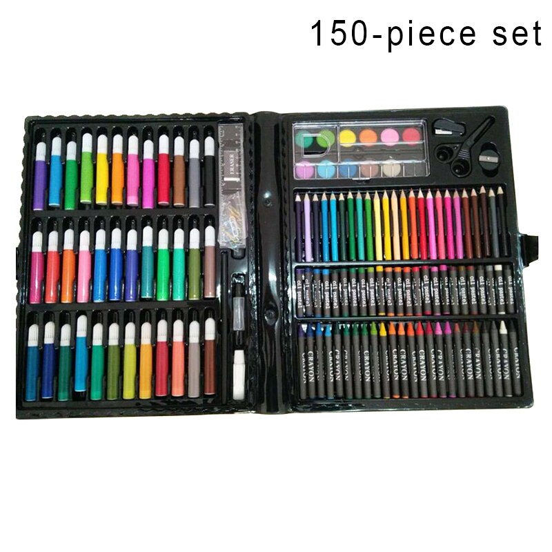 1 sæt tegning maleri kunstboks sæt farvede blyanter bærbare til børn børn nybegynder  vh99: 150