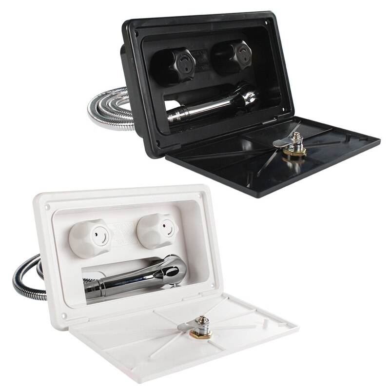 Kit de ducha Exterior para autocaravana, accesorios con cerradura para barco, Camper, caravana, color blanco/Negro, 1 Juego