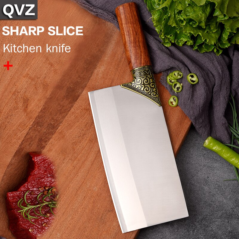 Cleaver Knife Kitchen Chef Knife Stainless Steel Razor Sharp Slicing Knife Meat Chopping Knife Wood Handle Chinese Kitchen Knife