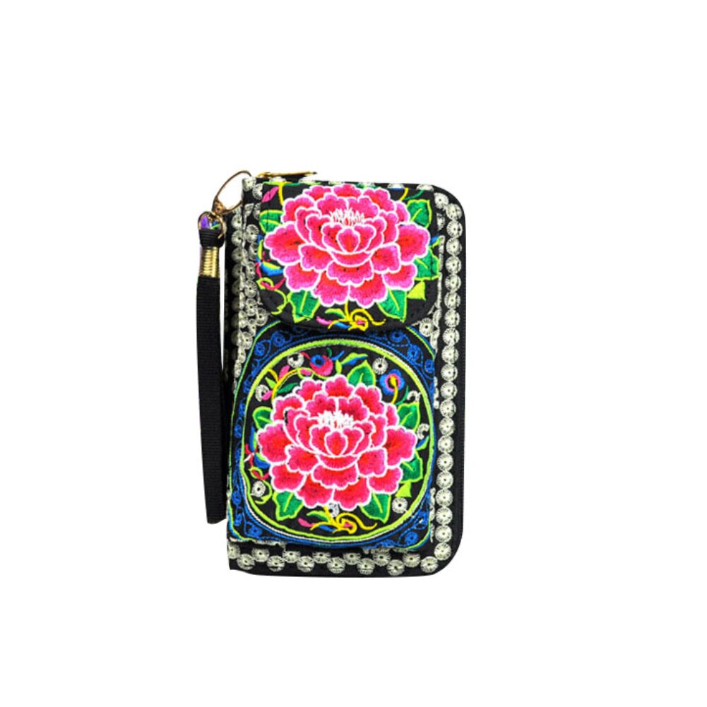 Women Ethnic Butterfly Flower Embroidered Coin Purse Unisex Small Wallet Phone Bag