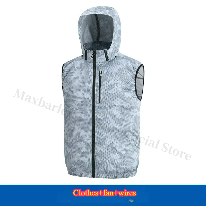 Herren-arbeitsweste mit Ventilator, ärmellos, wärmeableitend, für klimaanlagen und kühltechnik, geeignet für sommerfischen, tarnjacke: Xxl / Schwarz