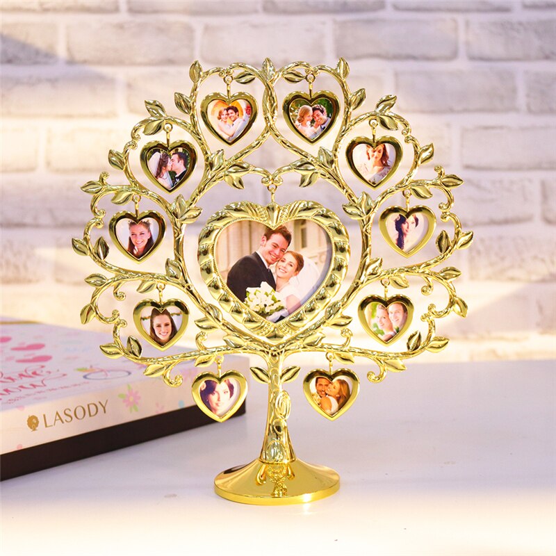 Lasody Familie Boom Met 10 + 1 Opknoping Fotolijsten Metalen Tafel Top Fotolijst Decoratie