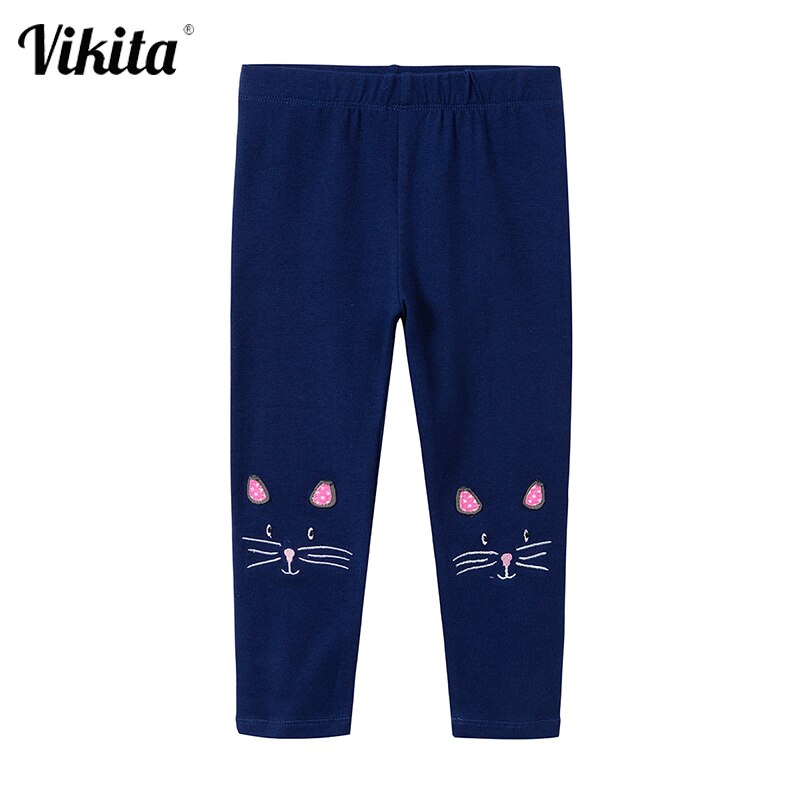 Leggings VIKITA 3-7 anni pantaloni per bambina cartone animato ricamo animale Leggings per bambini pantaloni per ragazze pantaloni autunnali per bambini