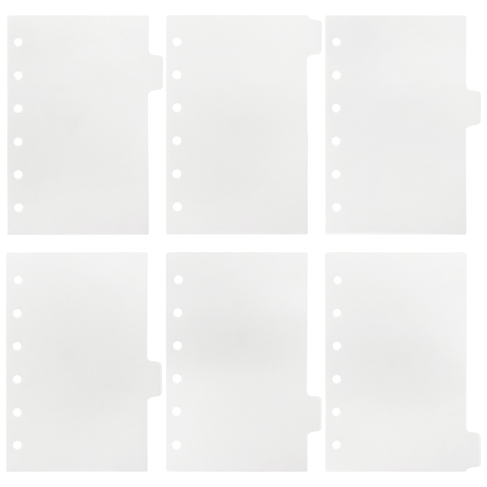 SKYSONIC A5 A6 A7 Separador de índice de carpeta en espiral Separadores superiores de página transparente 6 uds/12 Uds páginas de tablero de 6 agujeros pegatinas en inglés