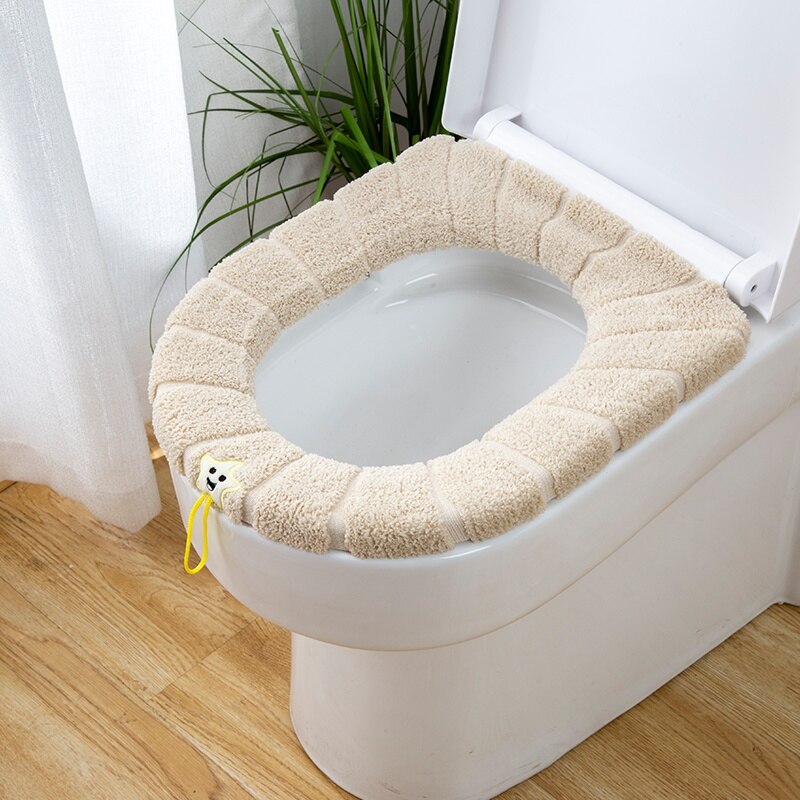 Winter Warm Toilet Seat Cover Met Handvat Universele Wc Kussen Dikker Pluche Toiletbril Ring Mat Badkamer Aceesories
