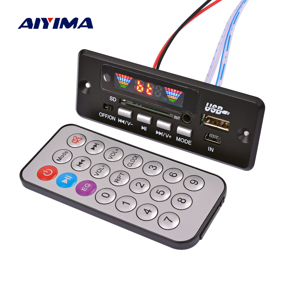 Aiyima bluetooth  mp3 dekoder 4 farver skærm bluetooth 5.0 receiver wma wav flac afkodning 2 x 3w forstærker understøtter fm usb sd aux