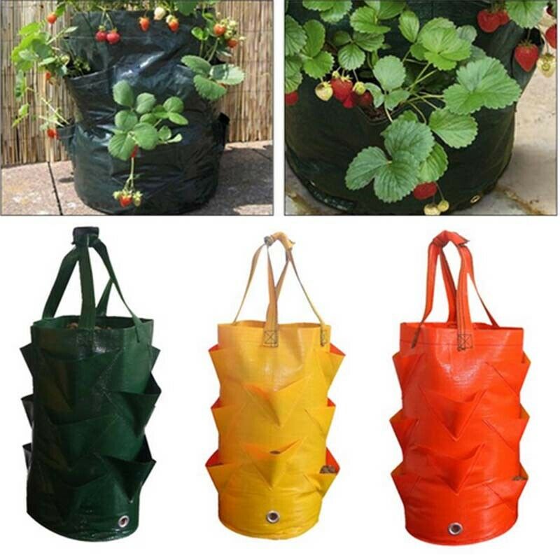 3 Gallon Groeiende Tas 8 Mond Aardbei Planten Bag Tuin Opknoping Planter Grow Bag Pouch Tomaat Bloem Kruid Tassen Tuinieren