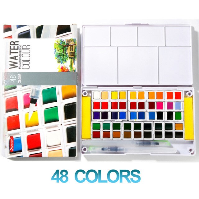 Juego de acuarelas de colores sólidos, Set Superior de 12/18/24/30/36/40/48 colores, para artistas, dibujo, pintura, pigmento de acuarela, suministros de arte: 48color
