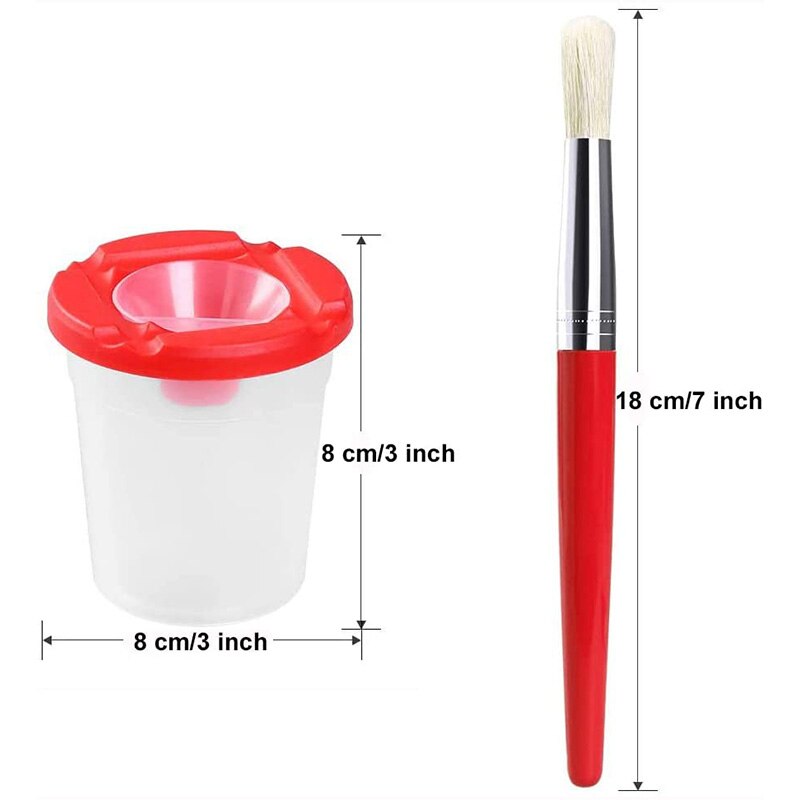 Kid's Paint Supply Art Set, Paint Cups, Paint Brush Tool Brushes, Kids Art Smocks and Paint Palettes 22 Pack