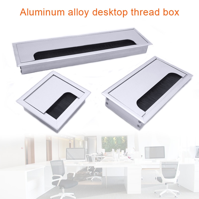Aluminum Alloy Square Wire Hole Cover Desktop Computer Desk Threading Box TB