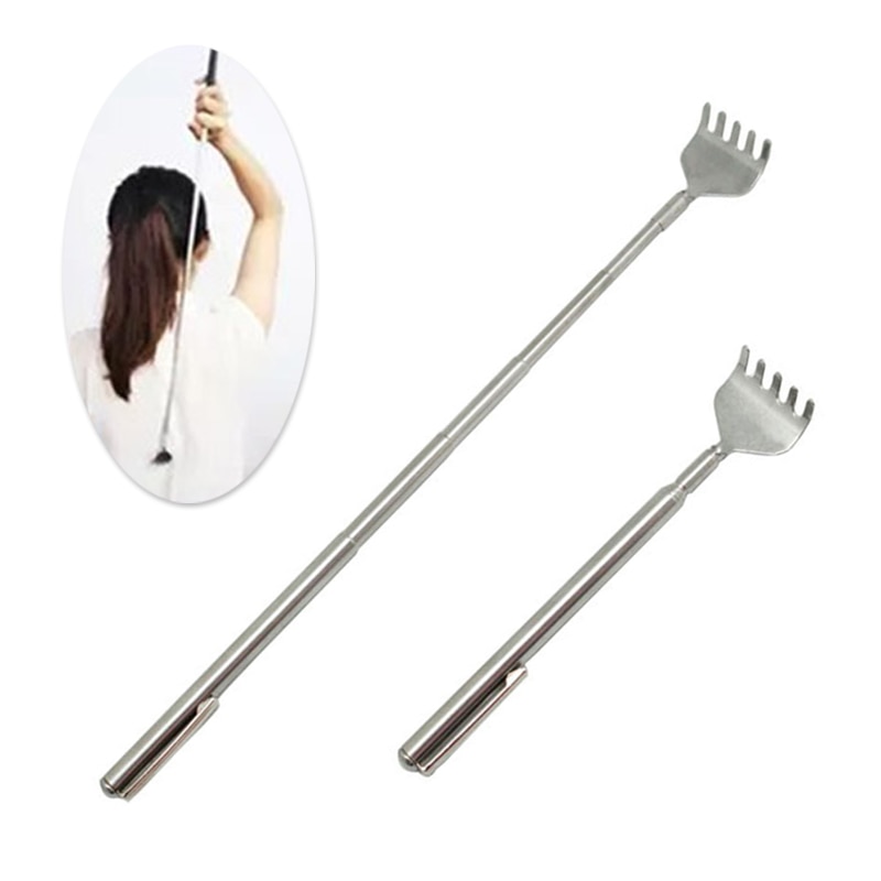 Roestvrijstalen telescopische draagbare verstelbare penclip telescopische rugkrabber jeuk krab massage tool