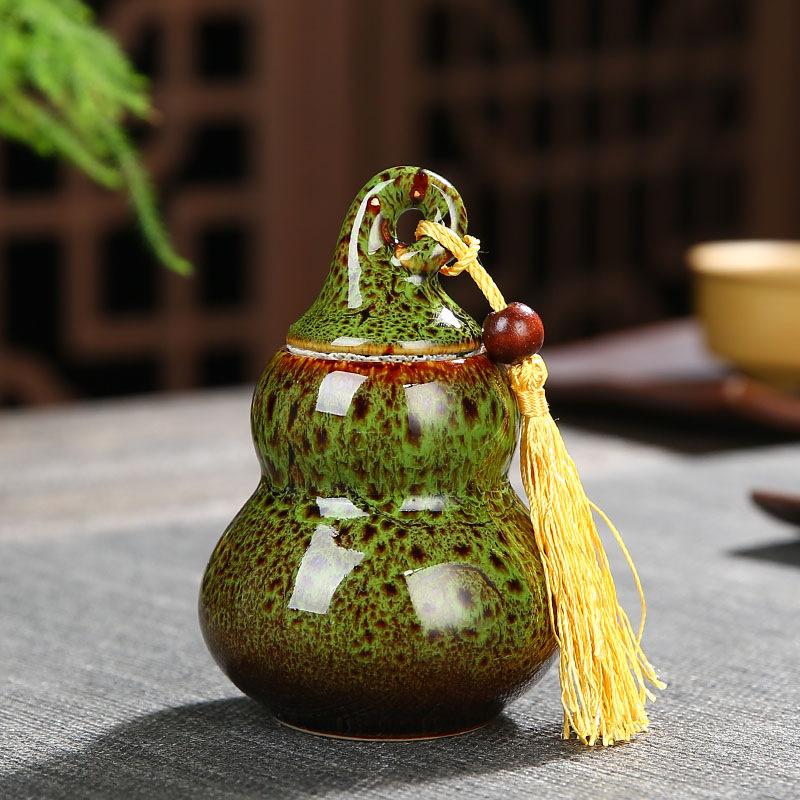 Contenedores de té de cerámica con forma de calabaza, lata de Caddies kungfú chino, recipiente de té, accesorios, tarro de té, latas, caja, casa, oficina, Teaware: 1