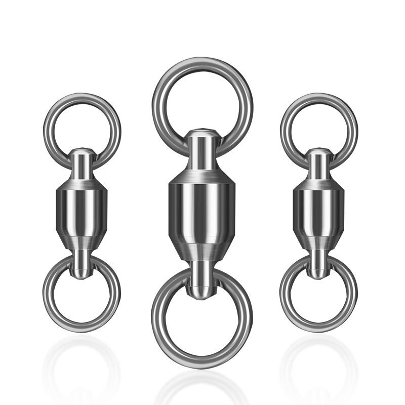 10pcs Fishing Swivel Heavy Duty Ball Bearing Connector Rolling Stainless Steel Solid Ring Hook Connector Fish Tacke Accessories