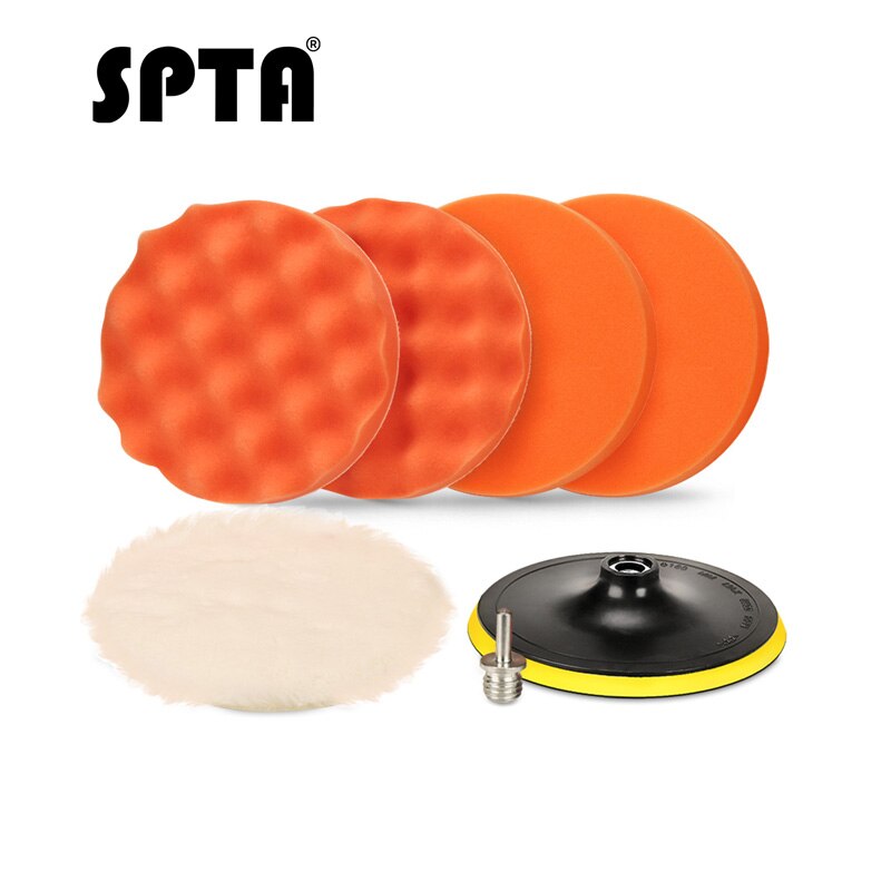 SPTA 7Pcs High Gross 5" 6" 7" Polishing Pad Buffing Pad Kit for Car Polishing Buffer--M14 thread -DIY Use