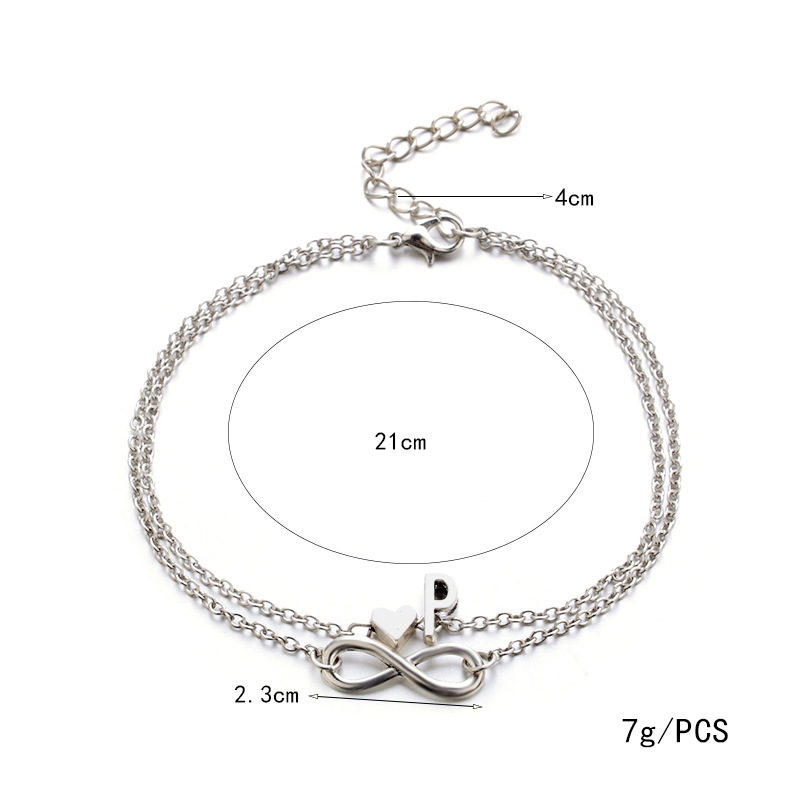 Sindlan Silber Herz Buchstaben Fußkettchen Bein Armbänder Set Alphabet Fußkettchen Barfuß Knöchel Kette Sandale Schuhe Sommer Fuß