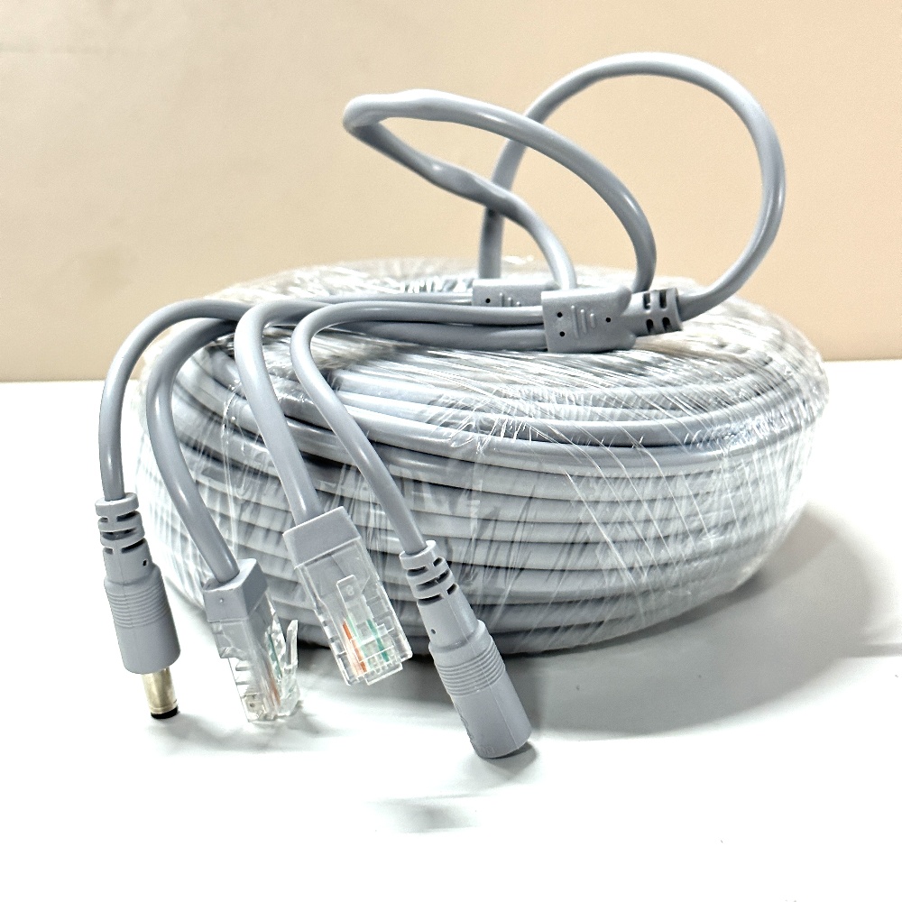Kabel LAN RJ45 + DC 12V 5M/10M/15M/20M/30M 2 w 1 Przedłużacz Sieciowy robić Systemu Monitoringu IP