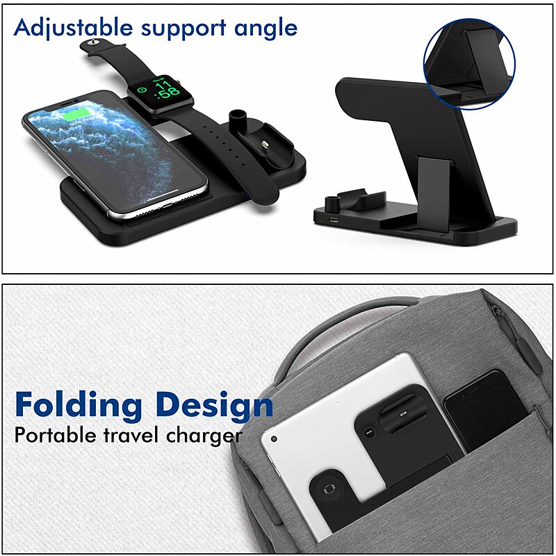 Estación de acoplamiento de cargador inalámbrico rápido para iphone 4 en 1X11 12, estación de carga rápida para Apple Watch 2, 3, 4, 5, Airpods Pro