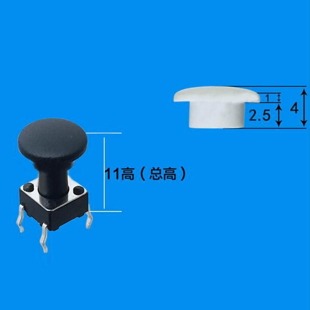 200pcs 6*6mm button cap push button caps red/black/white switch cover for 6*6 round switches price