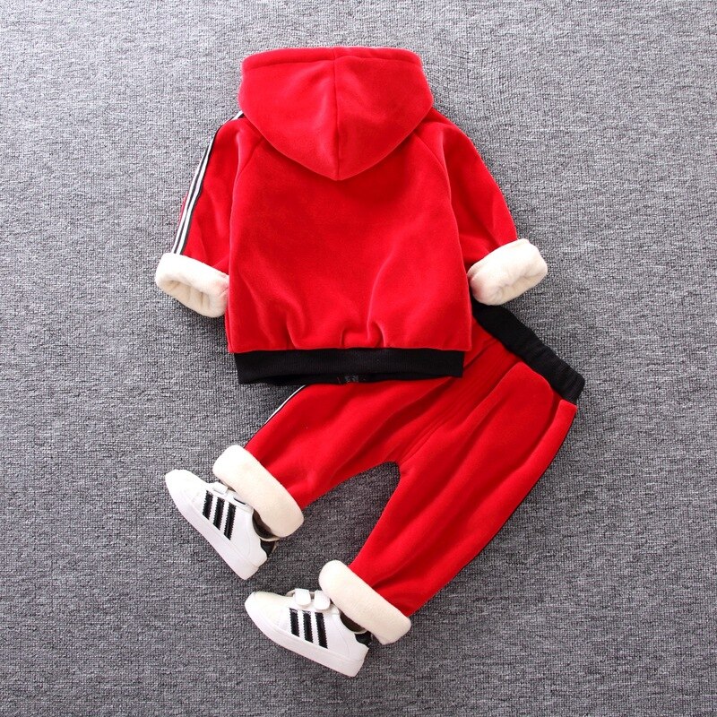 Jongens Warme Kleding Sets Winter Kinderen Mode Dik Fluwelen Hoodies Broek 2 Stuks Trainingspakken Voor Baby Boy Kids Katoen Jogging pak