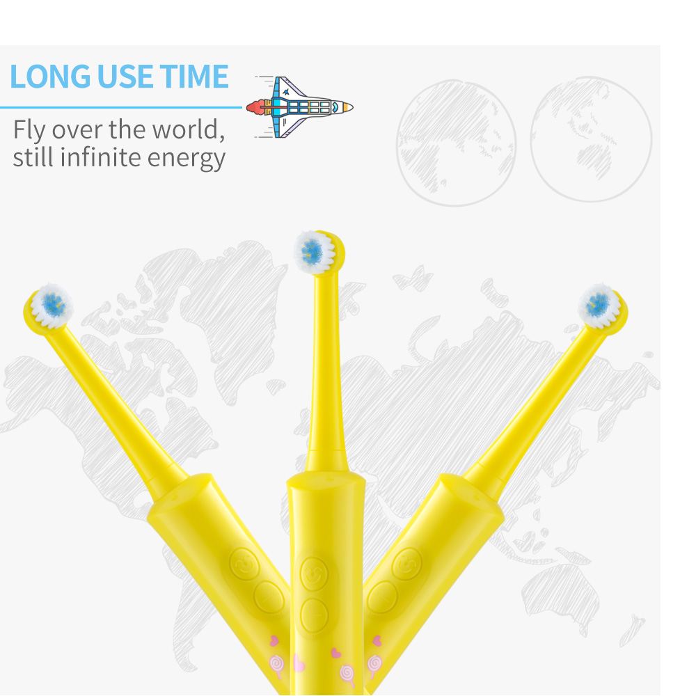 HERE-MEGA Roterende Elektrische Tandenborstel Kind Batterij Opladen Tandenborstel Dupont Borstel Hoofd Veilig Gezonde 2 Reiniging Modes