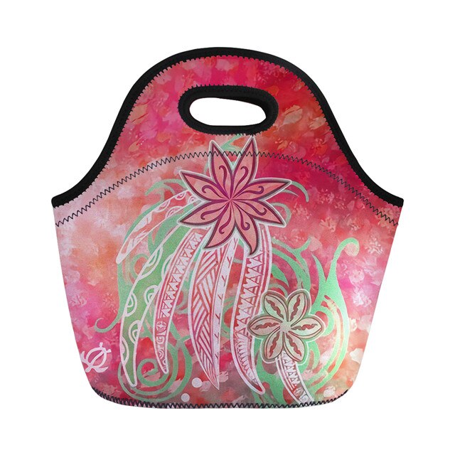 FORUDESIGNS Große Kapazität Thermische Mittagessen Tasche Frauen Hawaiian Tribal Sonnenaufgang Druck Weibliche Frühstück Box Tragbare Picknick Reisetasche: Himmel Blau