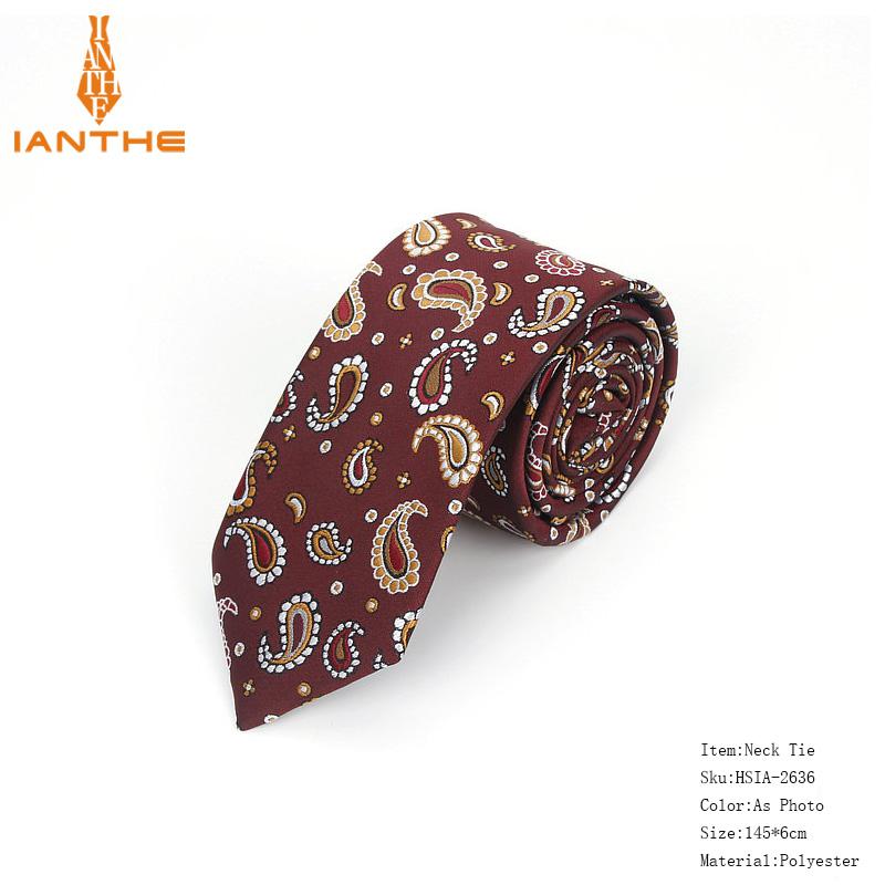 Herre slips smalle slips 6cm klassiske paisley slips til mænd formel business bryllup jakkesæt halstøj jacquard vævede slips: Ia2636