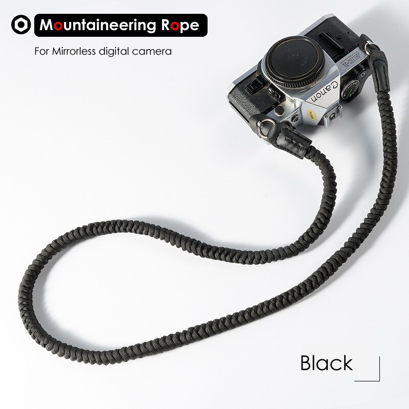 Mountaineering Nylon Rope Camera Shoulder Neck Strap Belt for Mirrorless Digital Camera Leica Canon Nikon Olympus Pentax Sony: Black