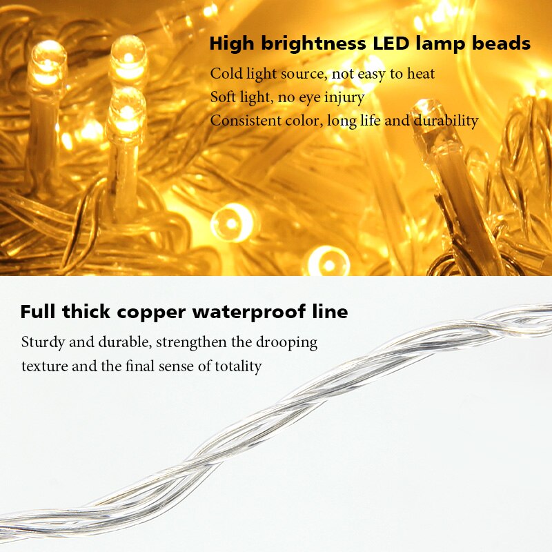 10M 20M 50M 100M Kerst Guirlande Verlichting Led String Fairy Light Festoen Lamp Outdoor decoratieve Verlichting voor Bruiloft