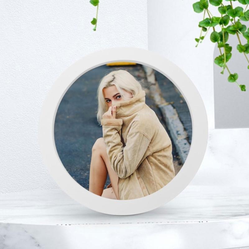 E8bd alsidige runde fotorammer til billeder, hvide billedrammer, vægophæng, dekorationer til moderne interiører